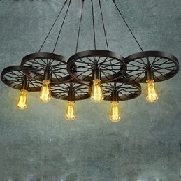 Tetőtéri Függeszték Kerékes csillár Rusztikus Vintage Retro Country Étkező Fém+Festés
