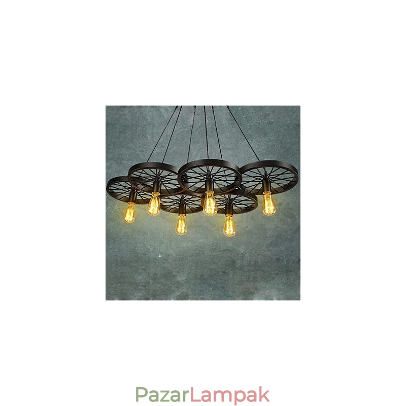 Tetőtéri Függeszték Kerékes csillár Rusztikus Vintage Retro Country Étkező Fém+Festés