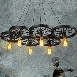 Tetőtéri Függeszték Kerékes csillár Rusztikus Vintage Retro Country Étkező Fém+Festés