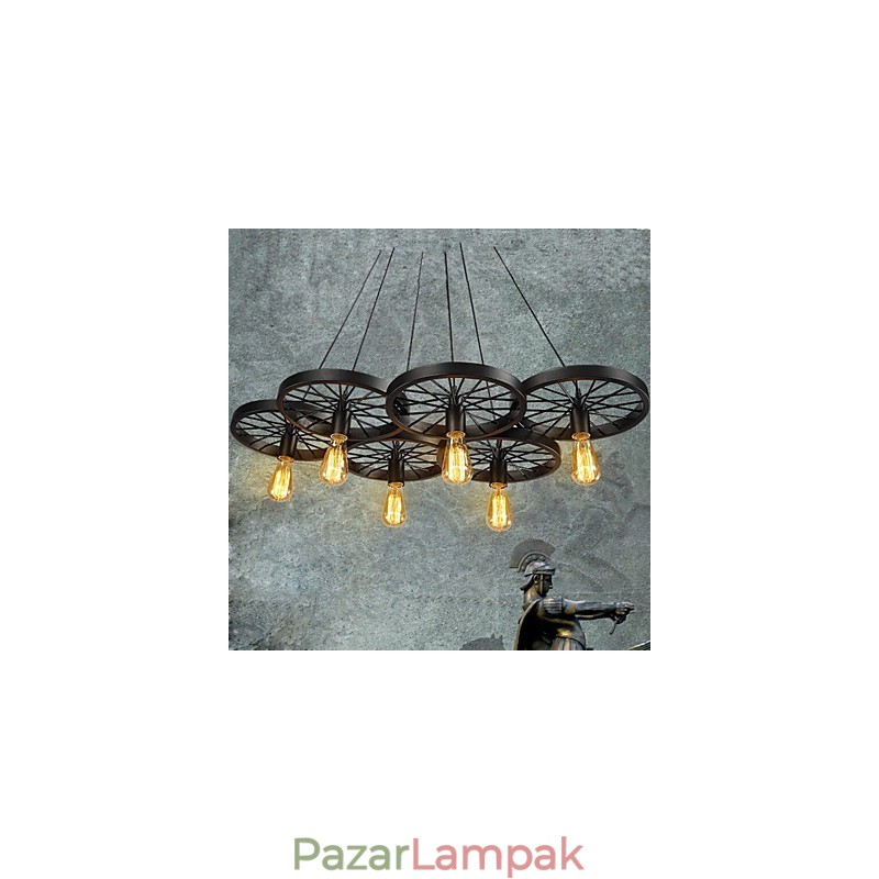 Tetőtéri Függeszték Kerékes csillár Rusztikus Vintage Retro Country Étkező Fém+Festés