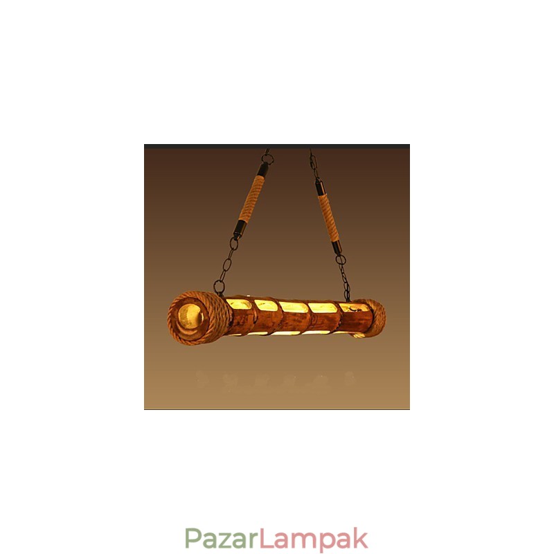 Kávékert dekoratív faragású bambusz csillár
