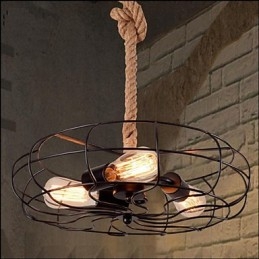 Vintage amerikai Lron Rope kreatív ipari ventilátorcsillár