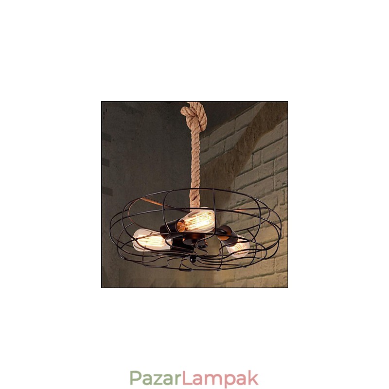 Vintage amerikai Lron Rope kreatív ipari ventilátorcsillár
