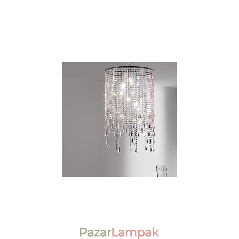 Modern, kortárs kristály fém függőlámpa