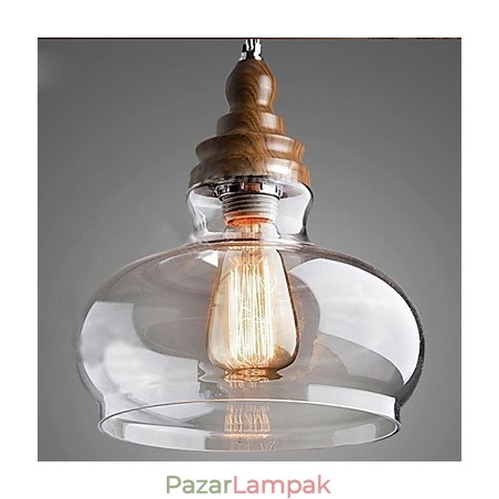 Vintage stílusú fából készült kristály függőlámpa (átmérő 24 cm) Vintage stílusú fából készült kristály függőlámpa (átmérő 24 cm)