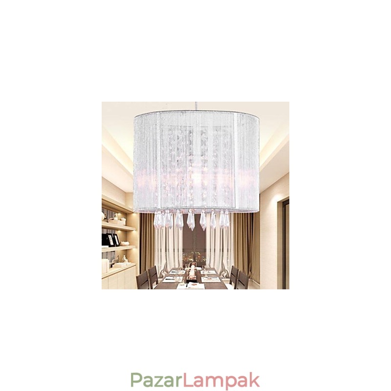 Ezüst szövetből készült kristálycsillár