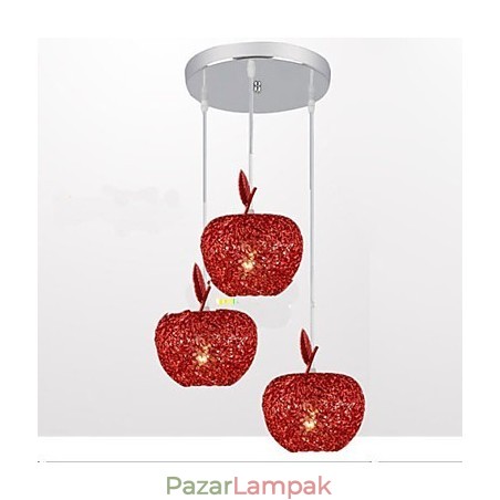 Szőtt alumínium csillár három fejlámpával Apple A Szőtt alumínium csillár három fejlámpával Apple A