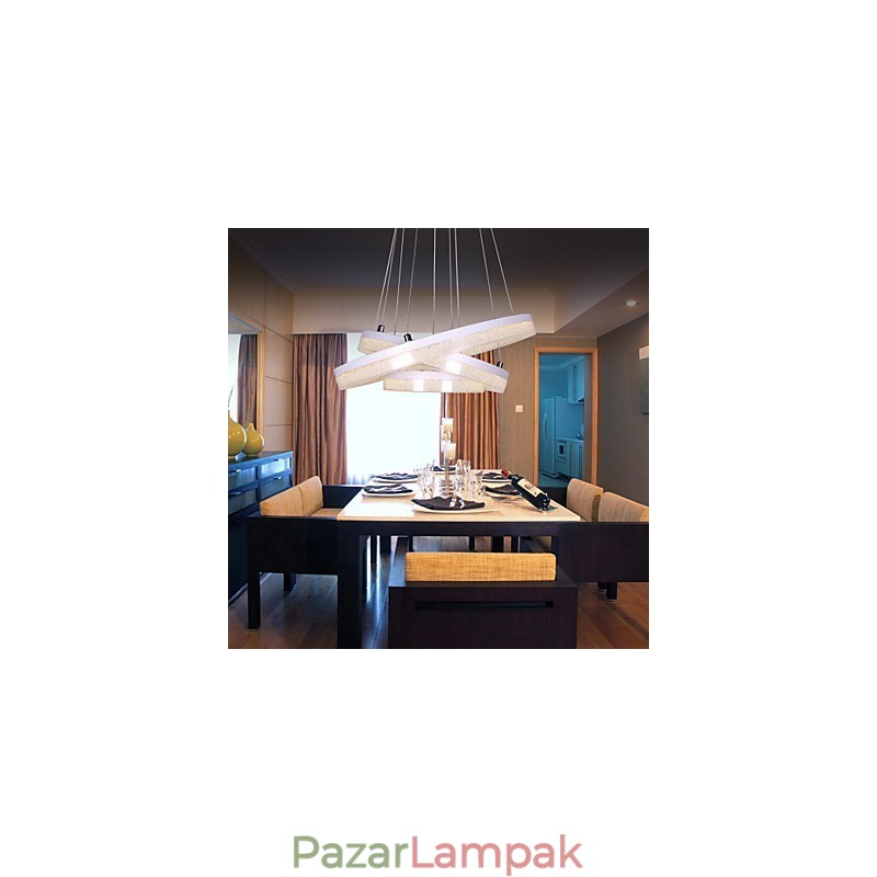 Kristály függőlámpa Modern lámpa három gyűrűvel