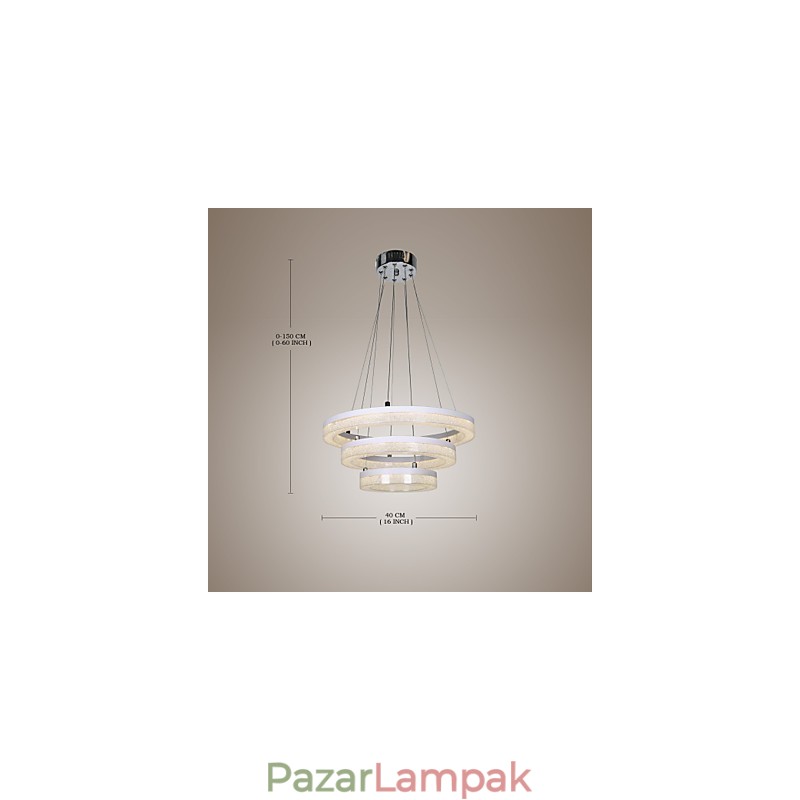Kristály függőlámpa Modern lámpa három gyűrűvel