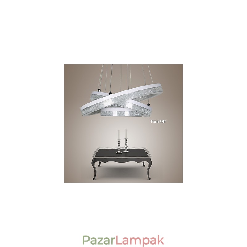 Kristály függőlámpa Modern lámpa három gyűrűvel