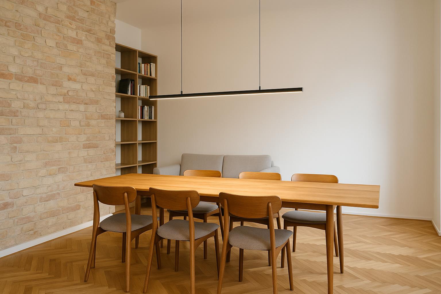 Téglalap csillár az étkező fölé: elegáns fény hosszú asztalokhoz